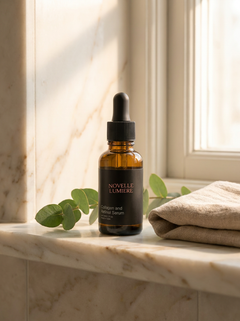 collagen retinol serum anti aging skincare flat lay